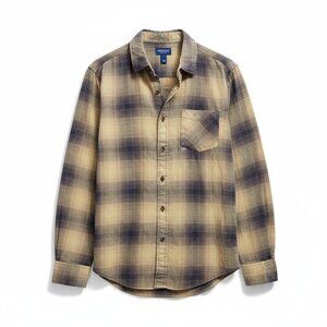 NWT Arizona Jean Co Plaid Flannel Shirt Men’s Small Brown Black Button Up